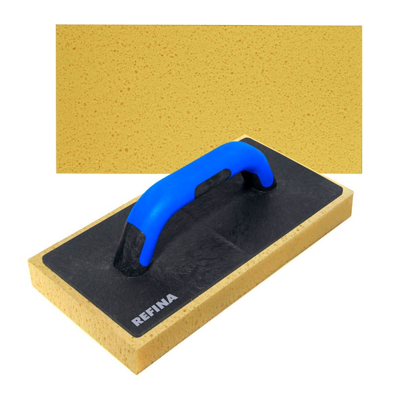 Yellow tiling sponge float 11" with sculptured open hydro sponge